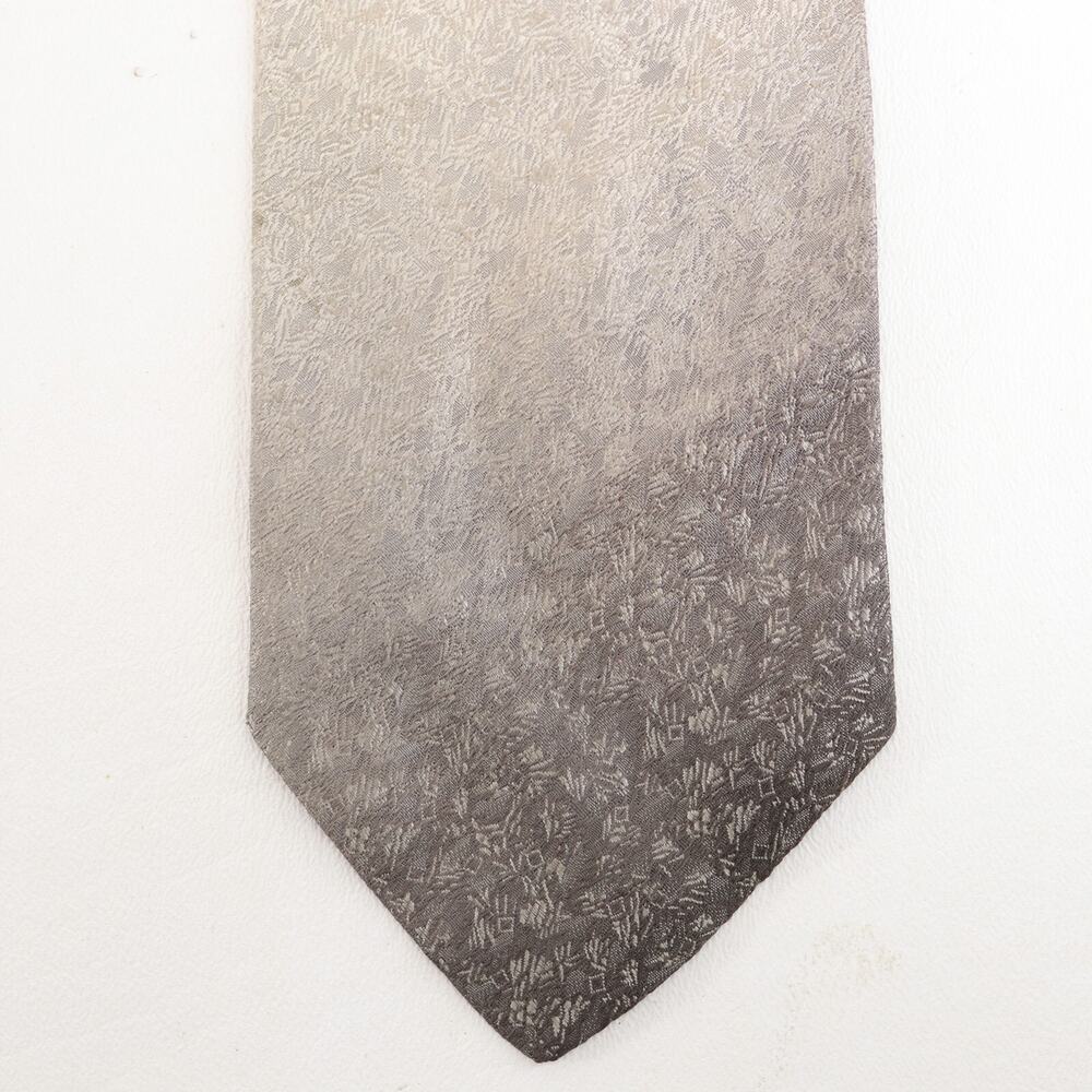 Lilly Dache Marv Miller Tie Mens 56 in Silk Gray Ombre Abstract Geo Floral Wide